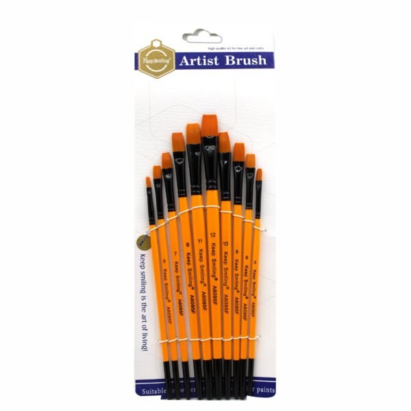 Keep Smiling Acrylic Flat Brush Pack of 10 | Art Brushes