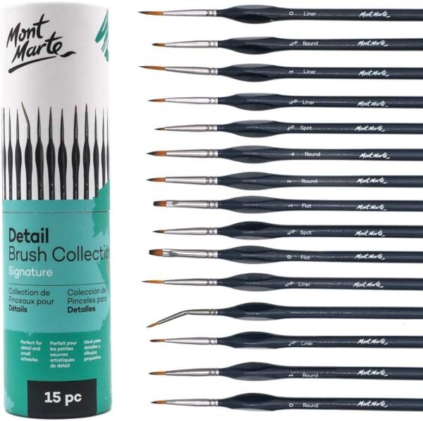 Mont Marte Signature Detail Brush Set of 15 | Fine Tip